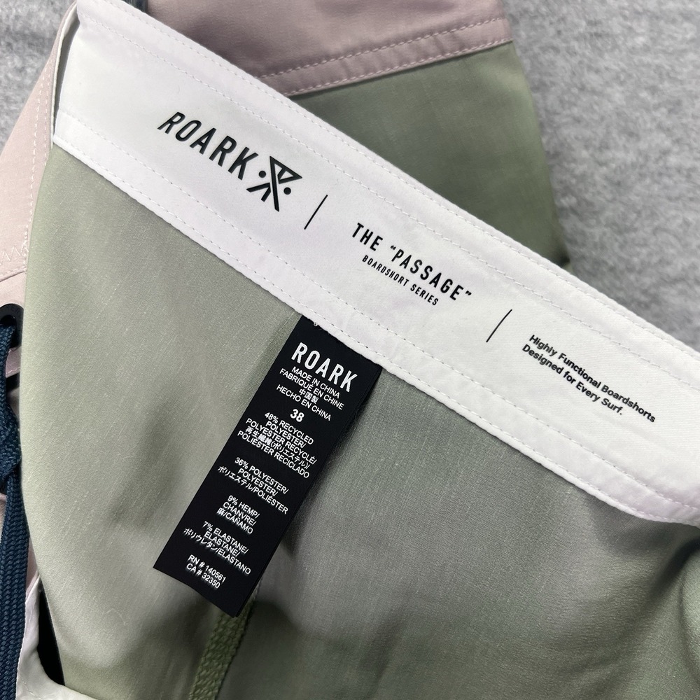 Roark Board Shorts Mens 38 Green Passage Costa Chapporal Swim Trunks 17" Outseam - Picture 8 of 8